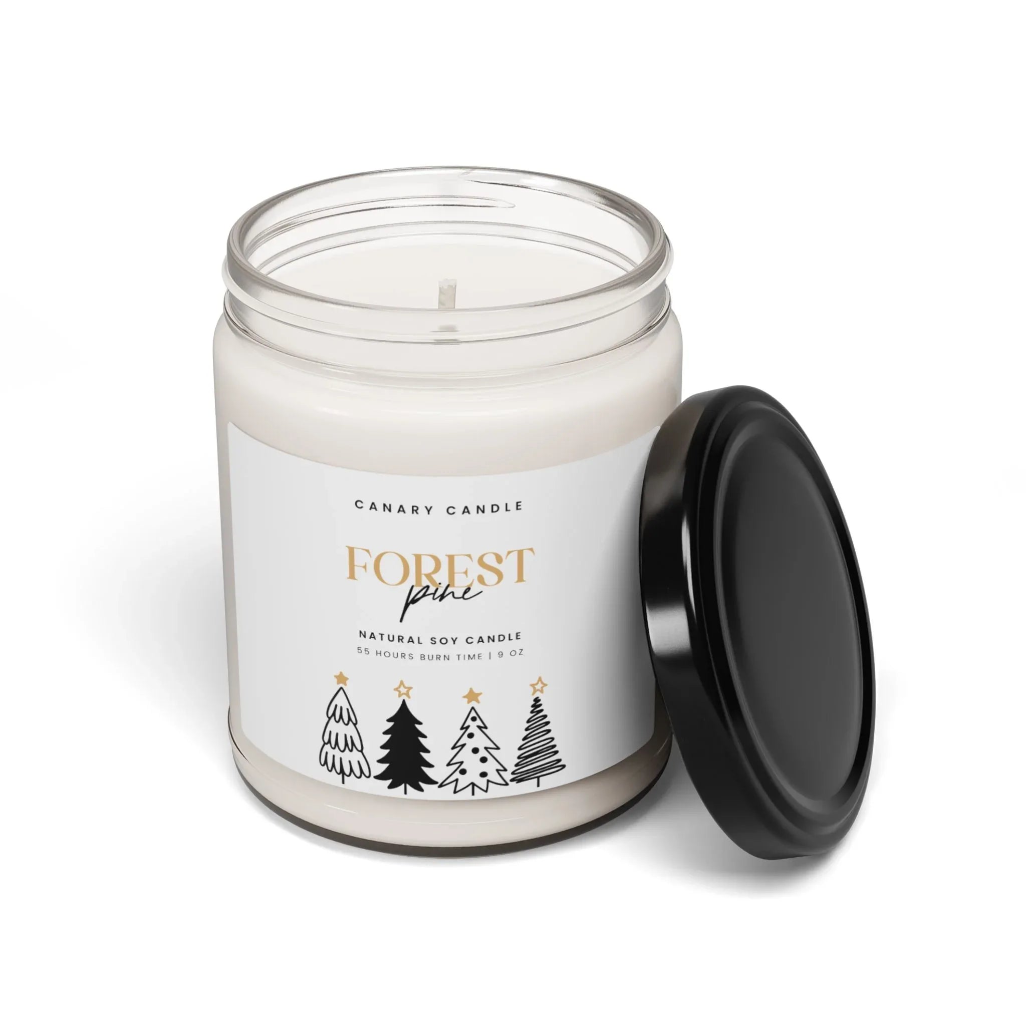 Forest Pine Soy Candle — 9 oz Scented Jar (Natural Soy, Holiday Pine & Evergreen) - Canary Candle