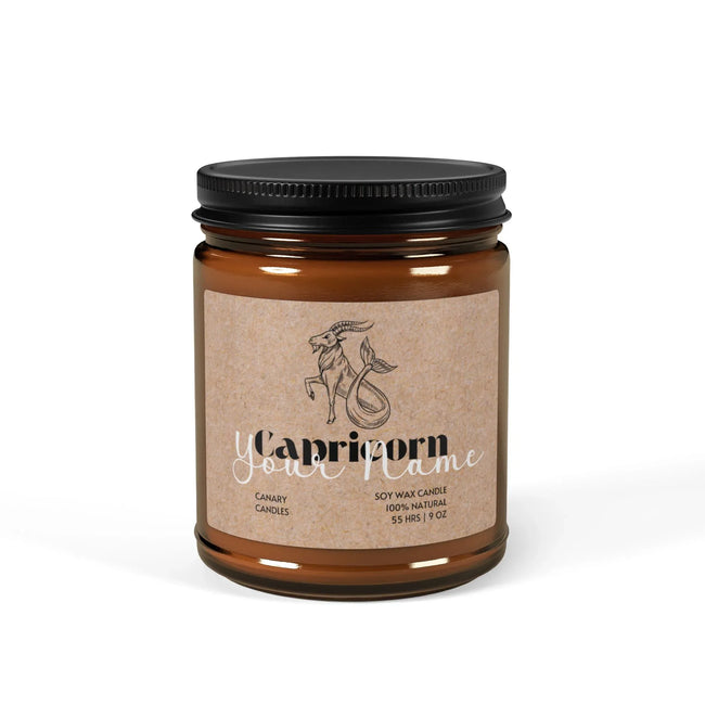 Capricorn Zodiac Soy Candle — Amber Jar Scented Candle (Multi-Size) - Canary Candle