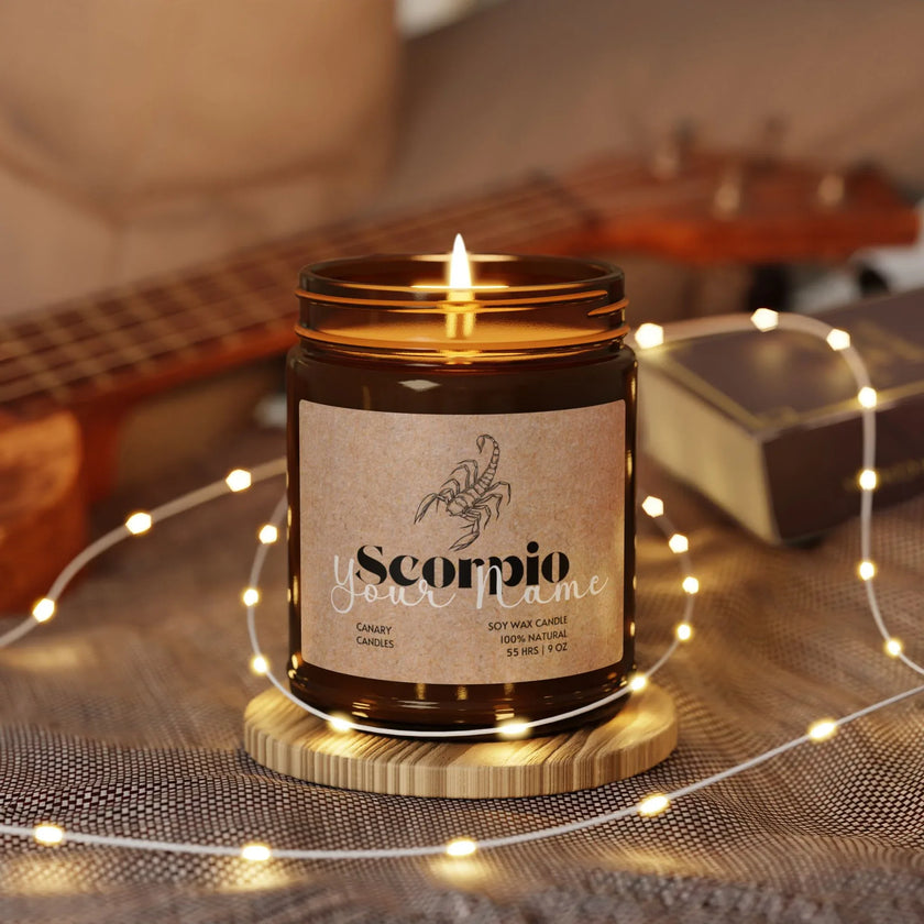 Scorpio Scented Soy Candle — Amber Jar Astrology Candle (Multi-Size) - Canary Candle