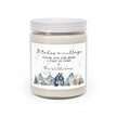 Thank You Gift - Personalized Holiday Village Soy Candle with custom snowy village artwork and heartfelt message design