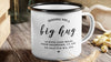 Personalized Distance Enamel Mug with the message 'Sending You a Big Hug' and a travel distance design.