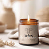 Aries Zodiac Soy Candle — Amber Jar Scented Candle (Custom Name) - Canary Candle
