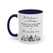 Personalized Thank You mug featuring winter village design and heartfelt message for family.