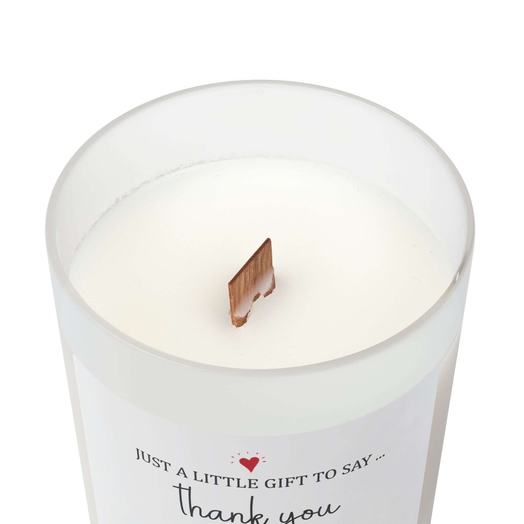 Thank You Candle — Frosted Glass 11oz Gift Candle with wooden wick and creamy wax in frosted glass jar.