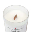 Thank You Candle — Frosted Glass 11oz Gift Candle with wooden wick and creamy wax in frosted glass jar.