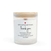 Thank You Candle — Frosted Glass 11oz Gift Candle in a frosted jar with a raw maple lid and heartfelt message.