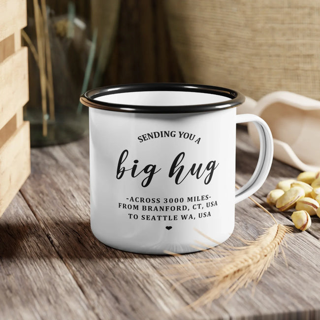 Personalized Distance Enamel Mug — 