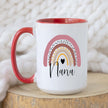 Nana mug - 15oz ceramic accent mug with rainbow design and red handle, dishwasher and microwave safe.