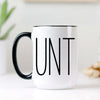 Sarcastic Coffee Mug with the word 'UNT' printed in bold, high-quality ceramic with a black handle and two-tone design.