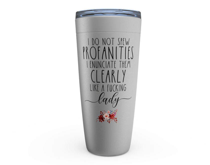 Funny Girl Trip Tumbler - Stenlee Steel with humorous quote and floral design, perfect for hot and cold beverages.