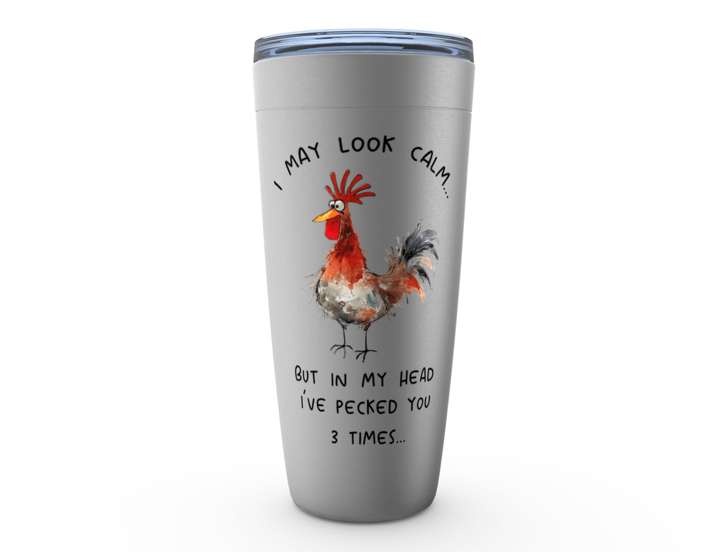 Funny Sarcastic Tumbler featuring a whimsical chicken design and humorous saying for co-workers.