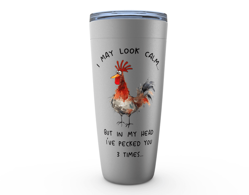 Funny Sarcastic Tumbler featuring a whimsical chicken design and humorous saying for co-workers.