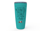Funny Girl Trip Tumbler featuring humorous quote on teal stainless steel design.