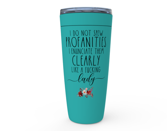 Funny Girl Trip Tumbler featuring humorous quote on teal stainless steel design.