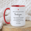 Personalized Thank You Mug - 15oz accent coffee cup with heartfelt message for appreciation and gratitude.