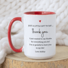 Personalized Thank You Mug - 15oz accent coffee cup with heartfelt message for appreciation and gratitude.